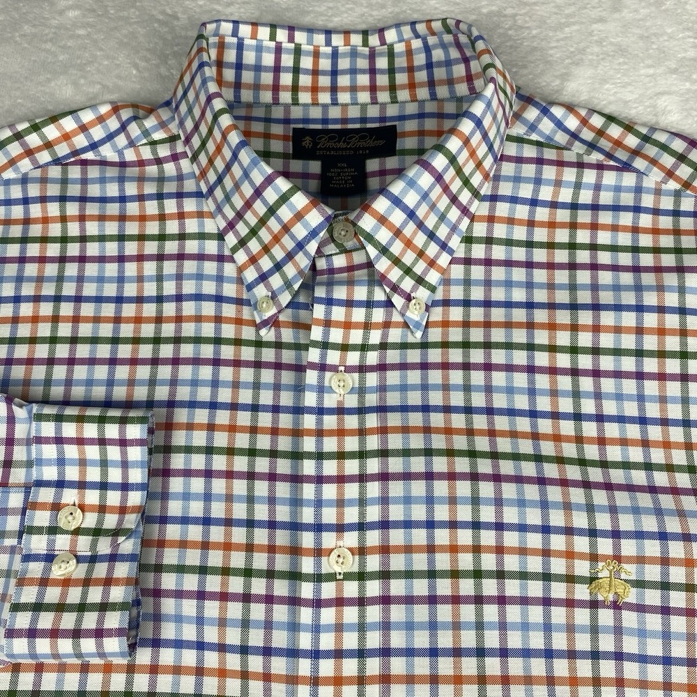Brooks Brothers Shirt Mens XXL Multi-Color Checks Non-Iron